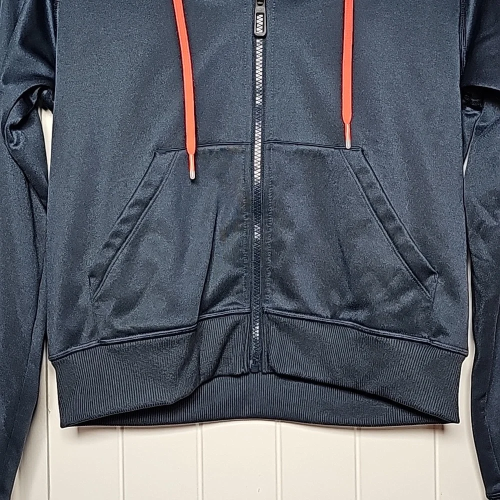 Puma Training XS navy blue zip up hoodie, neon pink/orange accents - Picture 4 of 15